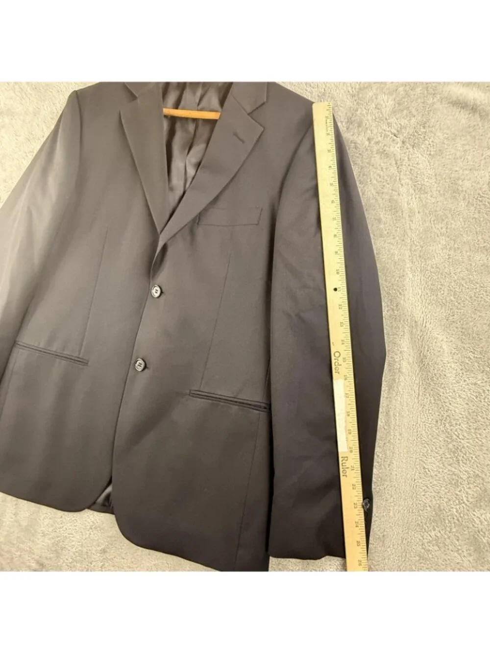 Benetton Suit Jacket Mens 36 Black Wool Blend Sport Coat 2 Button Lined Blazer